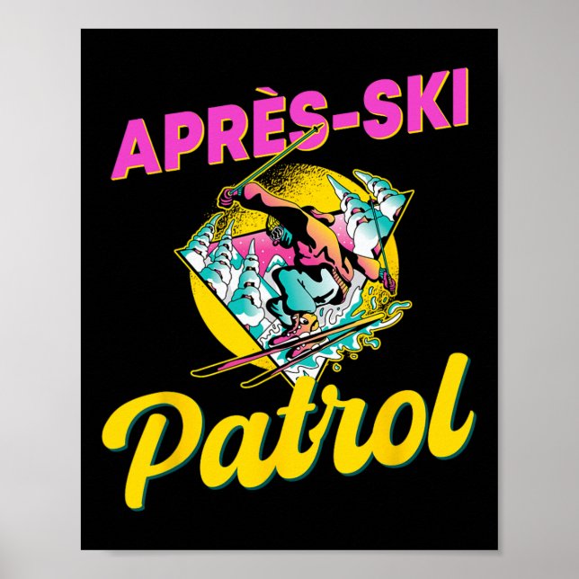 Retro Apres-ski Patrol Bära 90s Skiing Poster (Framsidan)
