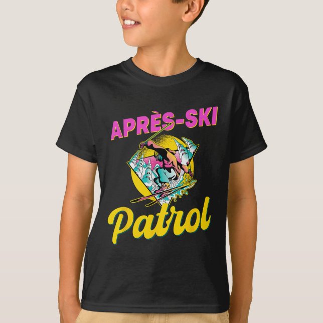 Retro Apres-ski Patrol Bära 90s Skiing T Shirt (Framsida)