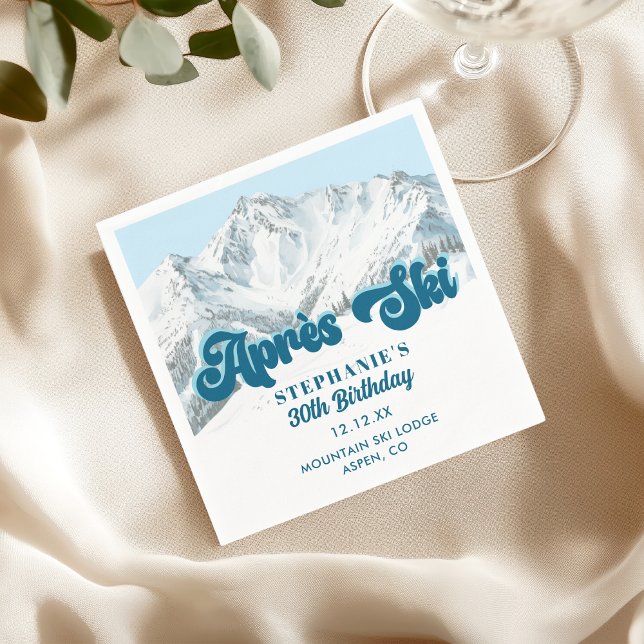 Retro Apres Ski Vinter Berg Födelsedagsfest Pappersservett (Skapare uppladdad)