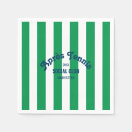 Retro Après Tennis Social Club Green Stripe  Pappersservett