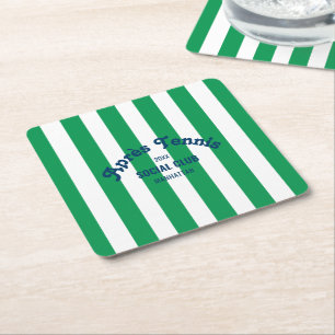 Retro Après Tennis Social Club Grön Rand  Underlägg Papper Kvadrat