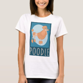 Retro Apricot Tecknad Pudel på Blue T Shirt
