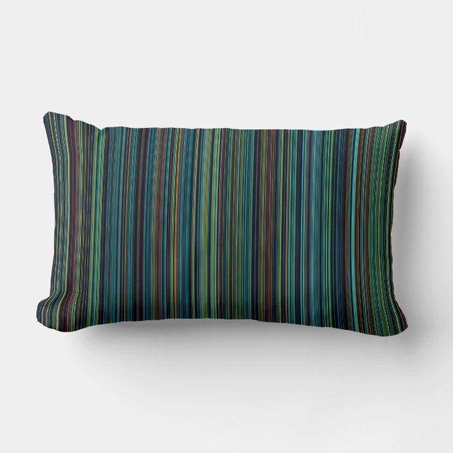 Retro aqua Blue Brown grönt rand dekorativ kudde (Framsida)