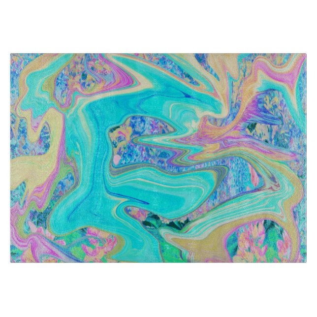 Retro Aqua Blue Liquid Art on Abstrakt Hydrangeas (Framsidan)