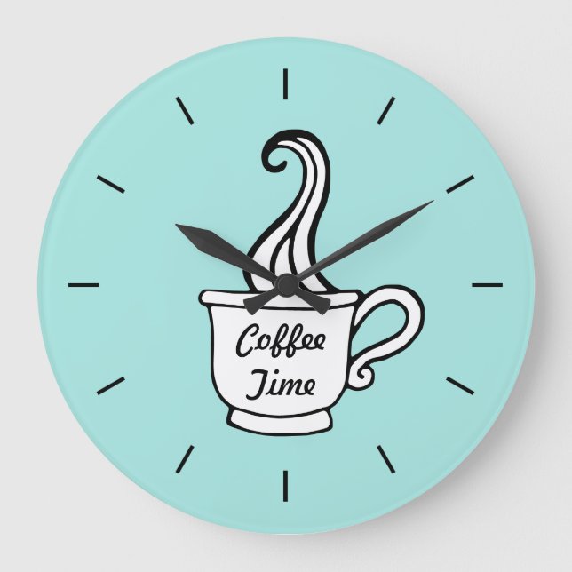 Retro Aqua Diner Klocka för kaffekök Väggur (Framsida)