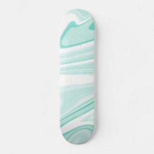 Retro Aqua Grönt Swirl Vätskerappning Aestesisk Mini Skateboard Bräda 18,5 Cm