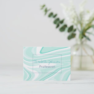 Retro Aqua Grönt Swirl Vätskerappning Aestesisk Visitkort