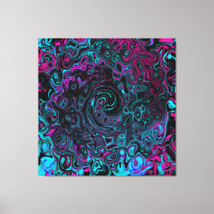Retro Aqua Magenta och Black Abstrakt Swirl Canvastryck