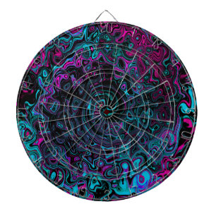 Retro Aqua Magenta och Black Abstrakt Swirl Darttavla