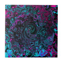 Retro Aqua Magenta och Black Abstrakt Swirl