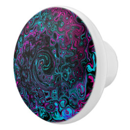 Retro Aqua Magenta och Black Abstrakt Swirl Knopp