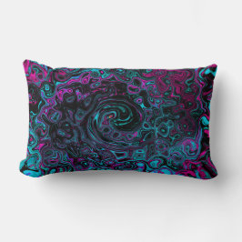 Retro Aqua Magenta och Black Abstrakt Swirl Lumbarkudde