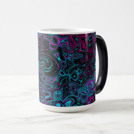 Retro Aqua Magenta och Black Abstrakt Swirl Magisk Mugg