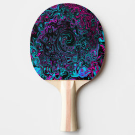 Retro Aqua Magenta och Black Abstrakt Swirl Pingisracket