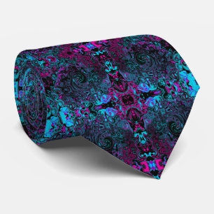 Retro Aqua Magenta och Black Abstrakt Swirl Slips