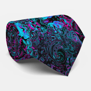 Retro Aqua Magenta och Black Abstrakt Swirl Slips