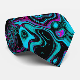 Retro Aqua Magenta och Black Abstrakt Swirl Slips