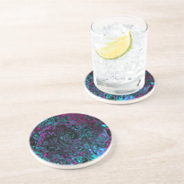 Retro Aqua Magenta och Black Abstrakt Swirl Underlägg