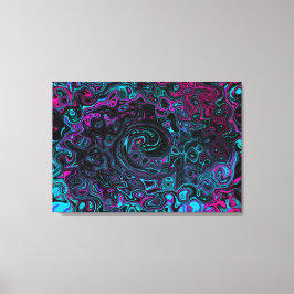 Retro Aqua Magenta och Svart Abstrakt Virvel Canvastryck