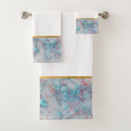 RETRO AQUA MARBLE ABSTRAKT BATHROOM SET