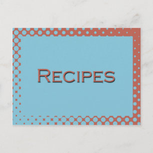 Retro Aqua och Rosa Recept Card Vykort