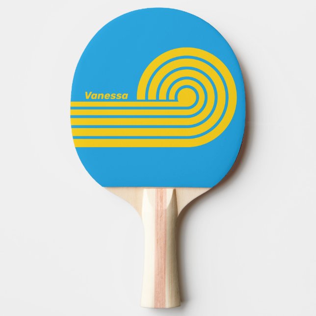Retro Aqua Reef Curl-ränder med namn Pingisracket (Framsidan)