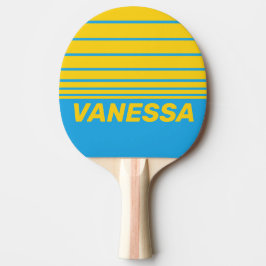 Retro Aqua Reef Horizon Ränder med Namn Pingisracket