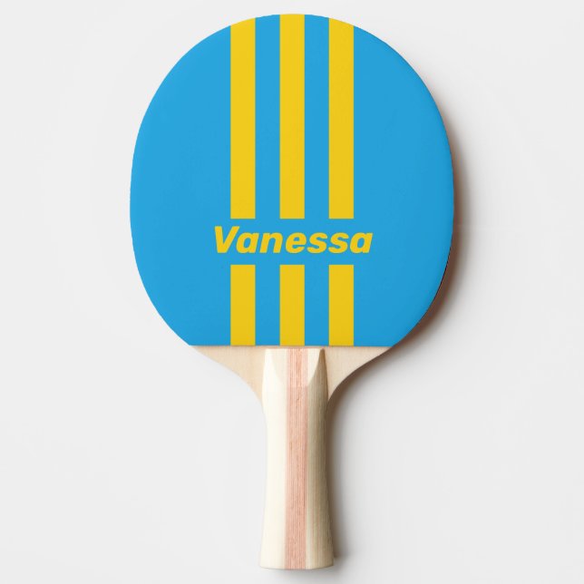 Retro Aqua Reef Tre Pin Streck med Namn Pingisracket (Framsidan)