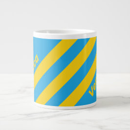 Retro Aqua Reef Tre Ränder med Namn Jumbo Mugg