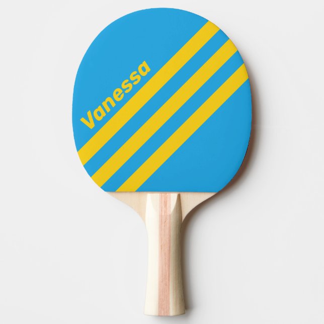 Retro Aqua Reef Tre Streck med Namn Pingisracket (Framsidan)