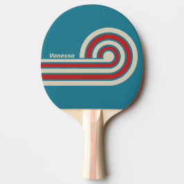 Retro Aqua Surf Curl Ränder med Namn Pingisracket