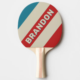 Retro Aqua Surf Fetma Ränder med Namn Pingisracket