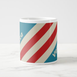 Retro Aqua Surf-ränder med namn Jumbo Mugg