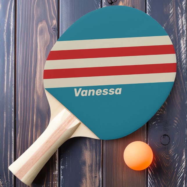 Retro Aqua Surf-ränder med namn Pingisracket (Skapare uppladdad)