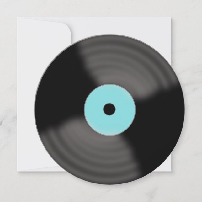 Retro Aqua Vinylskiva Festinladningar Inbjudningar (Framsida)