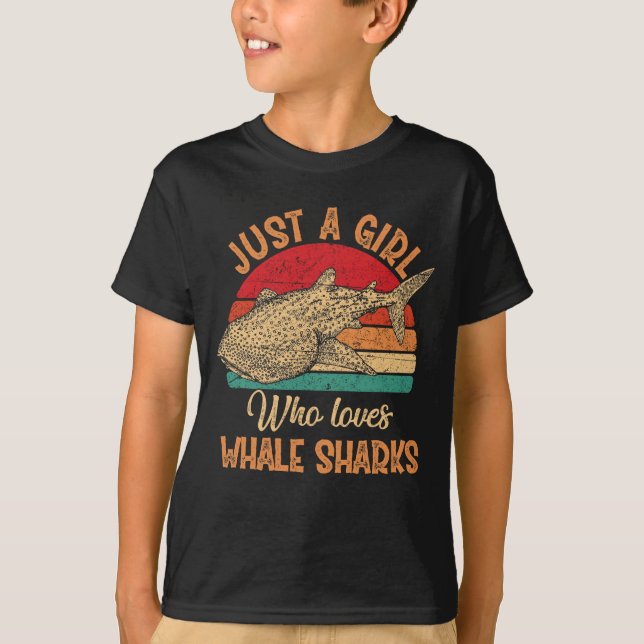 Retro är bara en flicka som Kärlek Whale Sharks Vi T Shirt (Framsida)