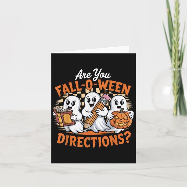 Retro Är Du Fall O Ween Anvisningar Spöke Hallowe Kort (Framsida)