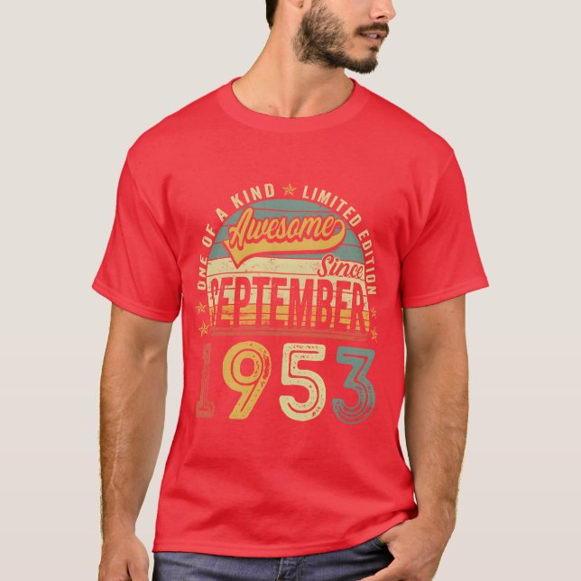 Retro År Gammal Fantastisk Sedan September 1953 T Shirt (Framsida)