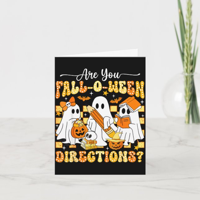 Retro är höst o ween riktningar lärare halloween kort (Framsida)