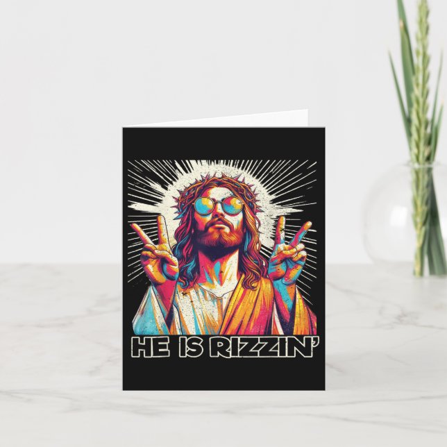 Retro är Rizzin Funny Jesus har Rizzen Påsk C Kort (Framsida)