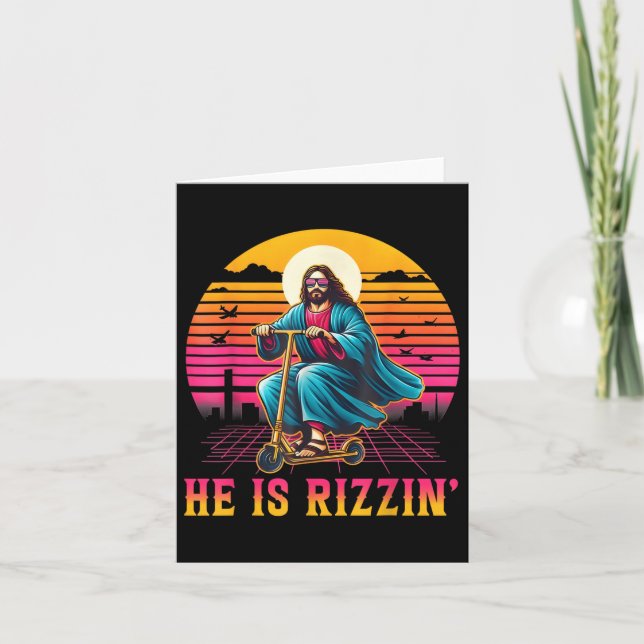 Retro är Rizzin Funny Jesus har Rizzen Påsk C Kort (Framsida)
