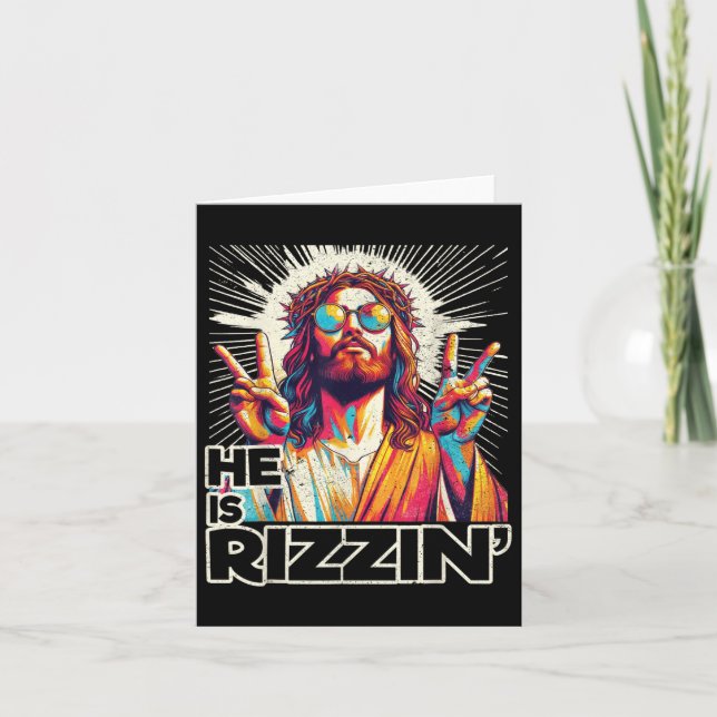 Retro är Rizzin Funny Jesus har Rizzen Påsk C Kort (Framsida)