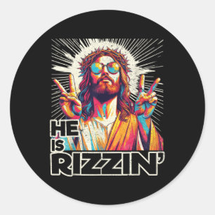 Retro är Rizzin Funny Jesus har Rizzen Påsk C Runt Klistermärke