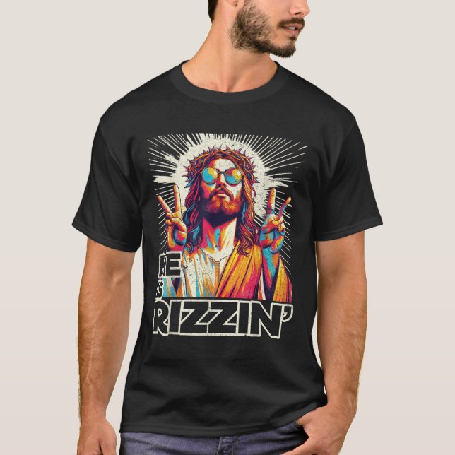 Retro är Rizzin Funny Jesus har Rizzen Påsk C T Shirt (Framsida)
