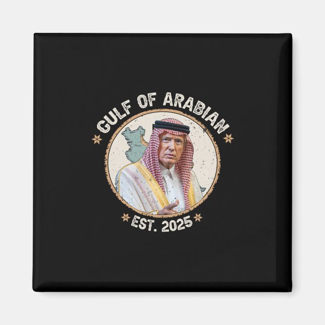 Retro Arabiska Bukt Bukt vid Arabiens persiska Buk Magnet (Framsidan)