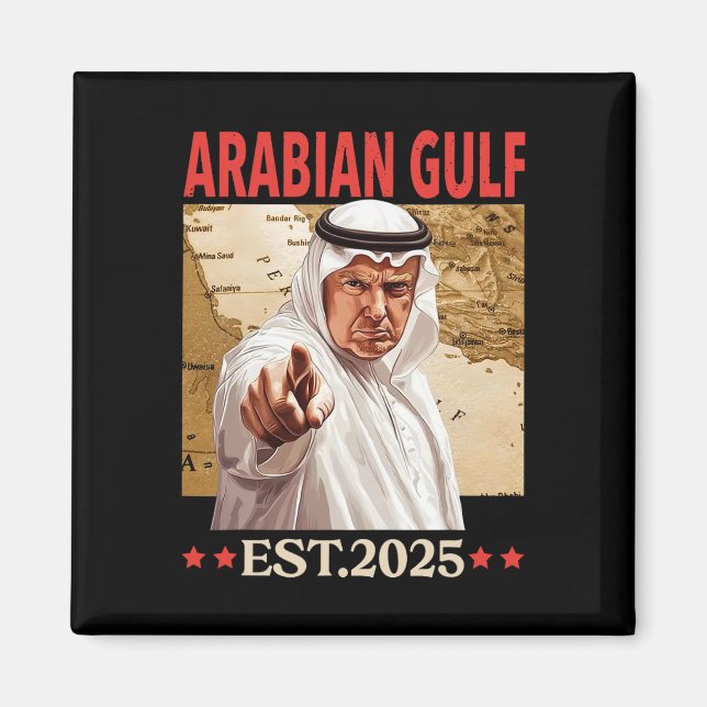Retro Arabiska Bukt Bukt vid Arabiens persiska Buk Magnet (Framsidan)