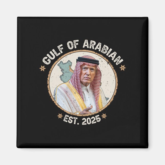 Retro Arabiska Bukt Bukt vid Arabiens persiska Buk Magnet (Framsidan)