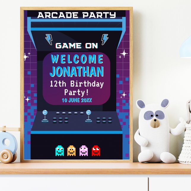 Retro Arcade Birthday  | Game On Party Decor Poster (Skapare uppladdad)
