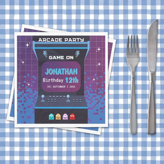 Retro Arcade Birthday Party | Game On Design Pappersservett (Skapare uppladdad)