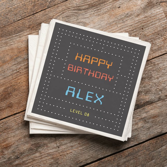 Retro Arcade Game Barns födelsedag Party Pappersservett (Skapare uppladdad)